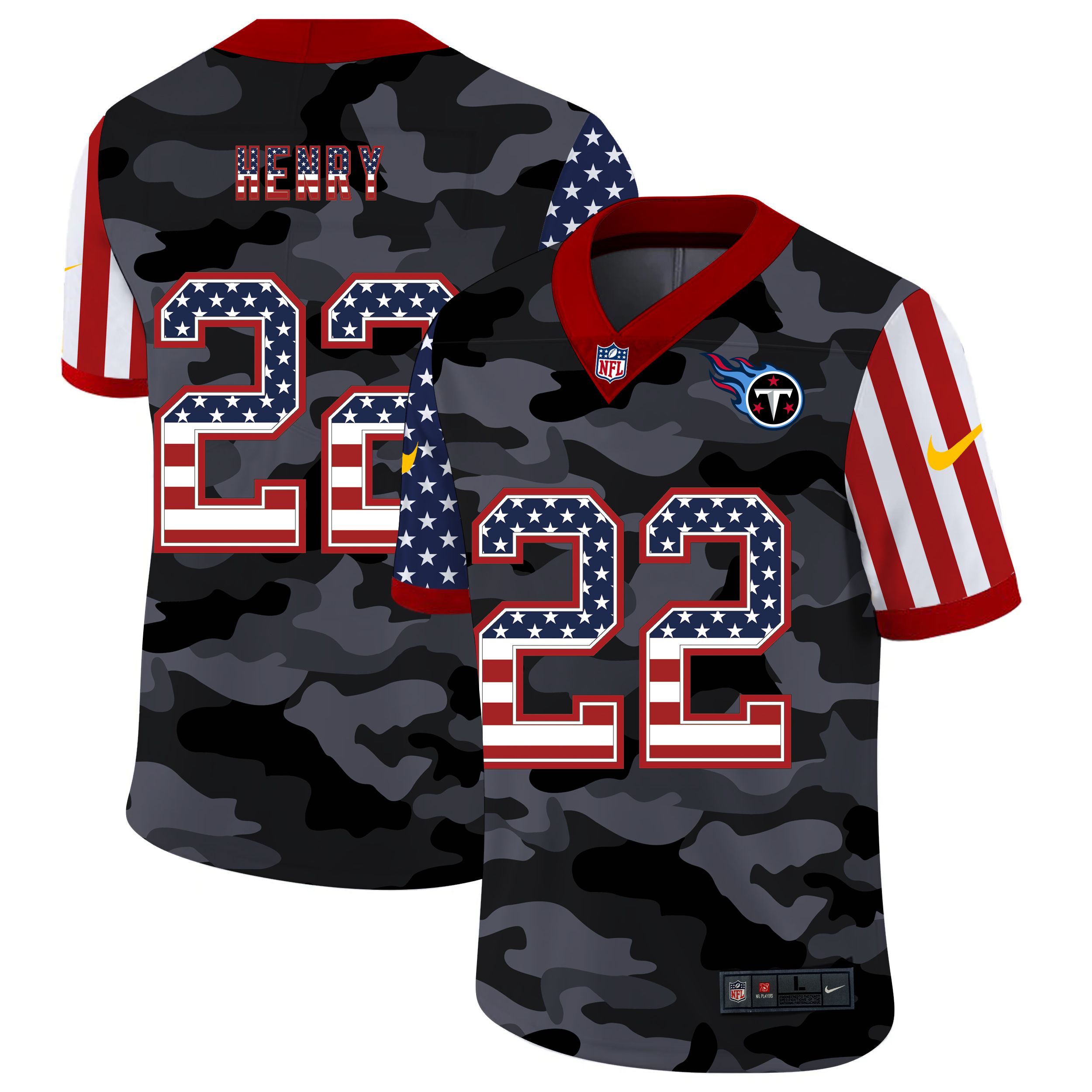 Men Tennessee Titans #22 Henry 2020 Nike USA Camo Salute to Service Limited NFL Jerseys